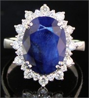 14kt Gold 6.01 ct GIA Sapphire & Diamond Ring