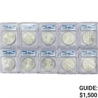 (10) 2020-P American Silver Eagle ICG MS70