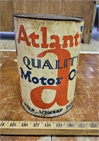 Vintage Atlantic Motor Oil 5 Quart Can- Full