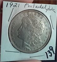 1921 Philadelphia US Morgan silver dollar