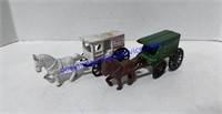 Pair of Cast Iron Horse Drawn Carriages