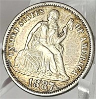 Nice 1887-S U.S. Seated Liberty Silver Dime XF/AU