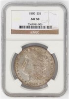 Coin 1880-P Morgan Silver Dollar NGC AU58