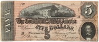 Coin 1864 $5 United States Confederate Note