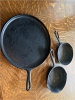 (2) 6 inch cast-iron skillets and cast-iron