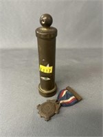 Brass Whistle with Civil War Veterans Ribbon