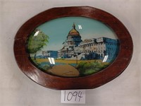 Reverse Painting of Capitol Bldg on Oval Glass
