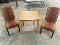 Square table with 2 cloth chairs