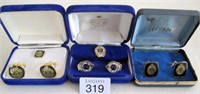 Three pairs boxed  Police cufflinks