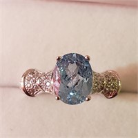 $200 Silver Rhodium Plated Blue Topaz(2.4ct) Ring