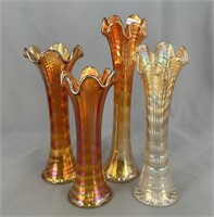 Lot of 4 Miniature Ripple vases - marigold