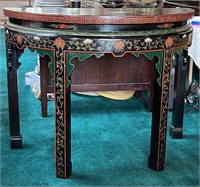 Chinese Chinoiserie Demilune Table Hand Painted