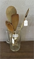 LOT OF WOOD SPOONS, UTENCILS