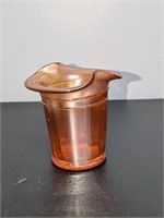 Vintage Carnival Glass Orange Iridescent Hat Vase