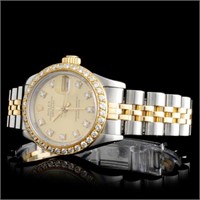 Diamond Ladies Rolex YG/SS DateJust Watch