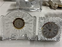 2 small lead crystal clocks