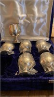 Set of 6 small chalices. Looks like silverplate.