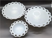(3) Matching Milk Glass Compote Dishes