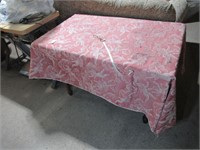 vintage table covered in padded cloth