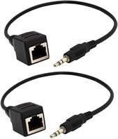 NEW (12.5") 2 PK  3.5mm Stereo Audio to RJ45