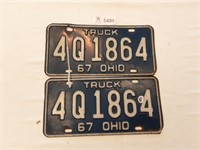 License Plates Ohio Pair 1967 Truck