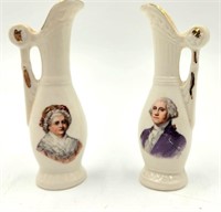 Miniature George & Martha Pitchers 3 1/2" Tall