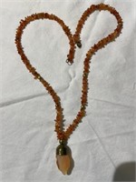 Vintage Orange Stone Necklace