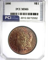 1886 Morgan PCI MS65 Golden Purple