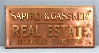 Vintage Copper Real Estate Broker Sign