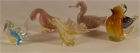 Six Murano Glass Birds