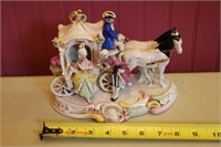 Italian Porcelain Horse & Carriage Couple WOW