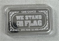 1oz SILVER "WE STAND FOR THE FLAG" BAR