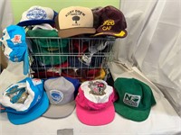 **2 WIRE BASKETS OF HATS