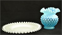 Fenton Aqua Vase & White Serving Plate