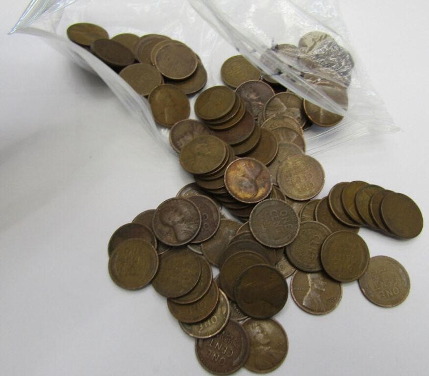 100 Wheat Pennies 1909-1929 Only