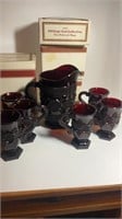 Vtg Avon 1976 Cape Cod Pitcher & 6 Pedestal Mugs