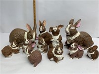Brown and white bunny family