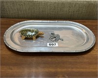 WILTON PEWTER TRAY, ROSARY, TURTLE-JAPAN