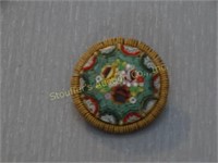 Vintage Micro Mosaic Flower Brooch 1 1/4" d