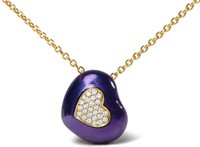 18k Gold .11ct Pave Diamond Heart Shape Necklace