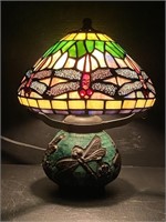 Tiffany Style Dragonfly Table Lamp w/ Mosaic Base