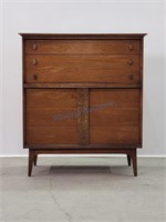 Bassett Mayan Aztec Walnut Highboy Dresser