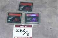 Lot (3) SanDisk 32GB 60MB/s CompactFlash Memory Ca