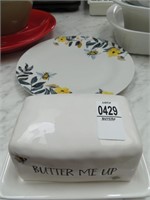 bee butter dish, plate