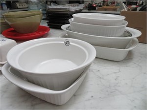 white corningware & other baking dishes