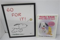 (2) Framed Charles Schultz Snoopy pictures with
