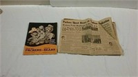 Vintage 1949 Packers vs. Bears program and Lambeau