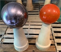 2 Lawn Globes - orange, purple