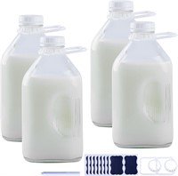 4 Pack 2 Qt Heavy Duty Glass Milk Bottles  64 Oz