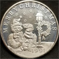1 Troy Oz .999 Silver Round - 1991 Christmas